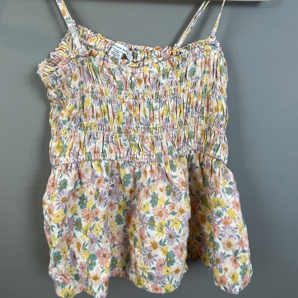 American Eagle Spaghetti Straps Babydoll Peplum Tank, Size S